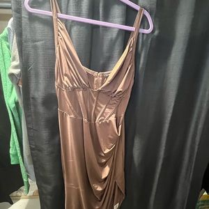 Blush corset dress with slit